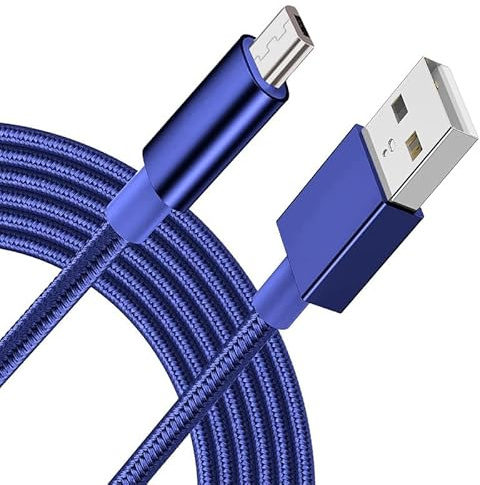 iTechCover Braided USB Cable Charging Cord/Charger Power Lead Wire Compatible with JBL Go 2 G02 JBLGO2BLK Bluetooth Speaker/Blue / (2m / 6.6ft)