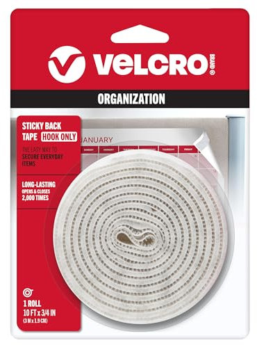 VELCRO Brand - Parte trasera adhesiva: 10 x 3/4 pulgadas, color blanco