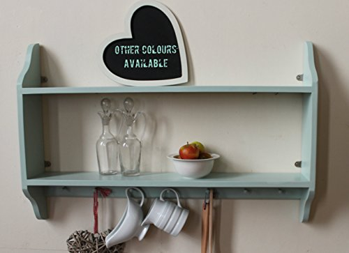 Kitchen Shelf With Cup Hooks Wooden Storage Unit With Shaker Pegs Hand Painted Green Traditional Furniture For Bedroom Hallway Key Holder Kids Room Book Rack 3 Sizes