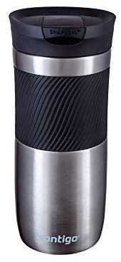 Contigo Vaso Termico Byron Snapseal, Termo Café, Taza de Viaje en acero inoxidable, Vaso Termo antigoteo, Copa con Tapa fácil de limpiar sin BPA, 470 ml, Plata(Steel)
