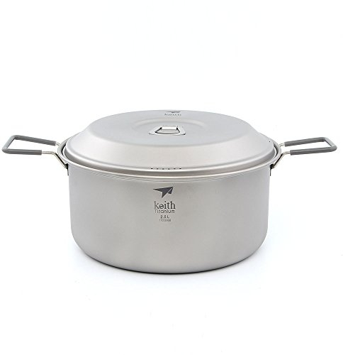 Keith Ti6018 - Olla de titanio para sopa (2,5 L, ultraligera, para camping, al aire libre, utensilios de cocina de pícnic)