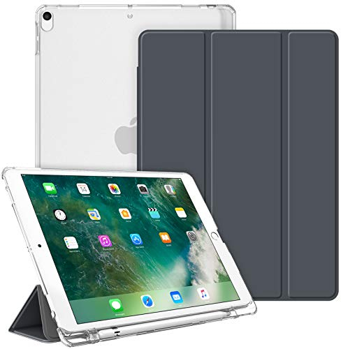 FINTIE Funda para iPad Air 10.5 (3.ª Gen) 2019/iPad Pro 10.5 2017 con Soporte Integrado para Pencil - Trasera Transparente Mate Carcasa Ligera con Auto-Reposo/Activación, Gris Oscuro