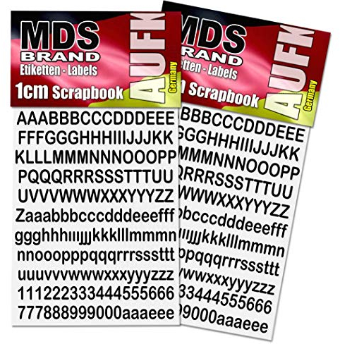 MDSBrand 7mm Buchstaben & Zahlen zum beschriften | 2x/Pack | Klebebuchstaben einfach zum basteln - gestalten u. Verzierung von Einladungskarten und Briefkasten 2x 50 (Schwarz)