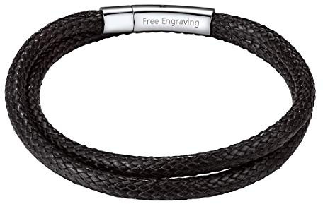 Richsteel Personalised Wax Rope Bracelet Surfing Waterproof Black Bracelets For Men