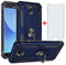 Asuwish Coque pour Samsung Galaxy J5 2017 avec Verre Trempé et Magnetique Anneau Support Antichoc Protection Robuste aimantée J5 Pro Duos SM-J530F/DS J530F Telephone Téléphone Case Femme Homme Bleu