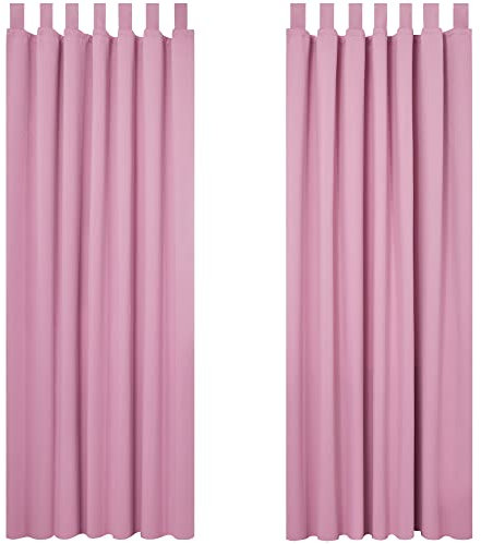 Deconovo Vorhang Verdunkelung Thermo Vorhänge Lärmschutz mit Schlaufen, 220x140 cm(HöhexBreite), Rosa, 2er Set