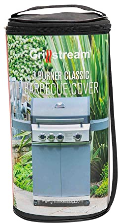 Grillstream Deluxe 3-Burner Classic Barbecue Cover, UV & Water Resistant, Breathable & Durable Material with Secure Buckles - Black (56 x 132 x 114 cm)