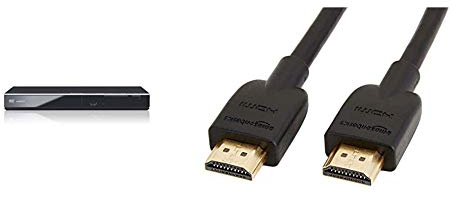 Panasonic DVD-S700EG-K DVD-Player Schwarz & Amazon Basics Hochgeschwindigkeits-HDMI-Kabel 2.0, Ethernet, 3D, 4K-Videowiedergabe und ARC, Ultra-HD, 3 m