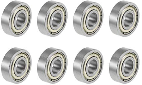 sourcing map 8Stk. 695ZZ Rillenkugellager Z2 doppelt geschirmt Kohlenstoffstahl 5mm X 13mm X 4mm