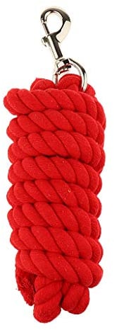 Inzopo Premium Pferdeleine, Baumwollseile, geflochten, Zügel, 2,5 m, Rot