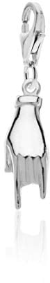Aka Gioielli® - Charm Anhänger Rock Hand Hörner 925 Sterling Silber Rhodiniert Glücksbringer für Damen