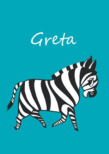 Greta: Malbuch / Notizbuch / Tagebuch - DIN A4 - blanko - Zebra - petrol