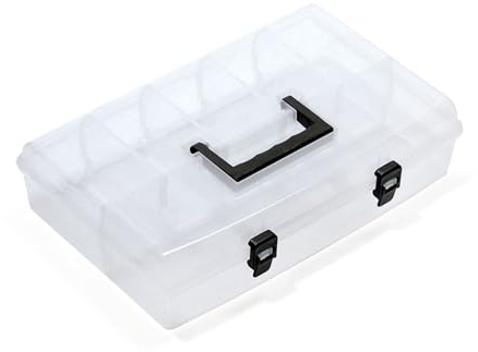 Sortimentsbox Kleinteilemagazin Sortierkasten Ergonomischer Griff Klemmverschlüsse Transparent 359 x 238 x 85mm