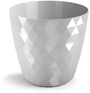 B2C Flowerpot Round Plastic plant pot Crystal Modern Decorative Small Medium Large 7 sizes 9 coolours (Grey, 18 cm)