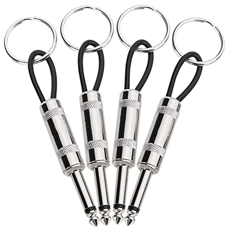 JeoPoom Schlüsselanhänger[4 Stück], Gitarrenstecker-Schlüsselbund, Neuartige Schlüsselringe,Tragbares Schlüsselanhängerzubehör aus Edelstahl, Geschenk für Männer Frauen Geburtstag Jahrestag