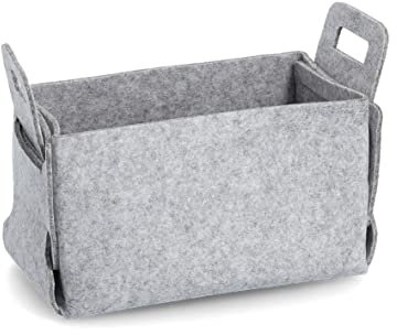 Zeller 14445 Aufbewahrungskorb, Filz, grau, ca. 29 x 15 x 17,5 cm