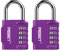 RESET-060 4-stelliges Zahlenschloss, geeignet für Turnhallen, Schulen, Spinde, Torfallen, Zäune, Werkzeugkästen, Hochsicherheit, Violett, Lila, 2 Packung