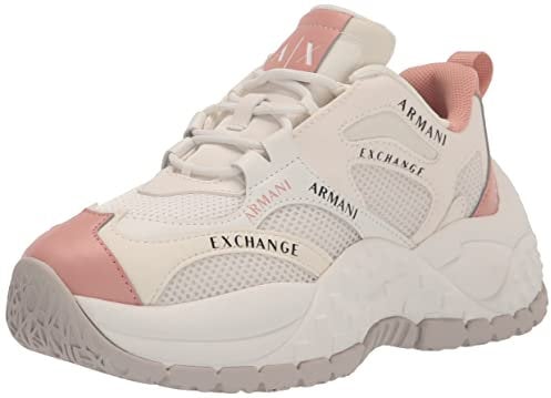 Armani Exchange Vedder Spike Lvt Sneaker, Scarpe da Ginnastica Donna, Rosa Bianca off, 35.5 EU