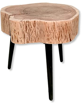 DARO DEKO Holz Couchtisch Baumscheibe braun 51 x 49cm Wohnzimmertisch Sofatisch Baumscheibe Beistelltisch