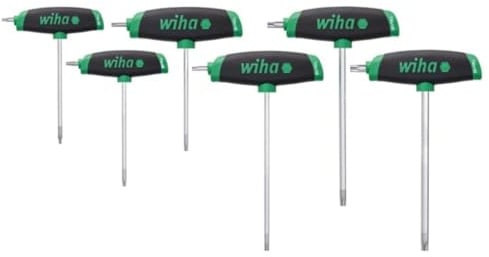 Wiha Stiftschlüssel Set 6-tlg. mit Quergriff TORX®, ComfortGrip Seitenabtrieb, Satz T10 - T40, Stiftschlüsselsatz T-Griff (45622)