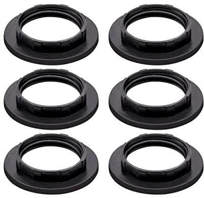 CCHAMP Lot de 6 bagues de serrage pour abat-jour E14 en plastique noir
