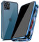 PingGoo Magnétique de Confidentialité Coque pour iPhone 13 Mini, Anti Peep Magnetic Adsorption Case Cover, Protection d'écran de Confidentialité avec Cadre en Métal Anti-Espion, Bleu