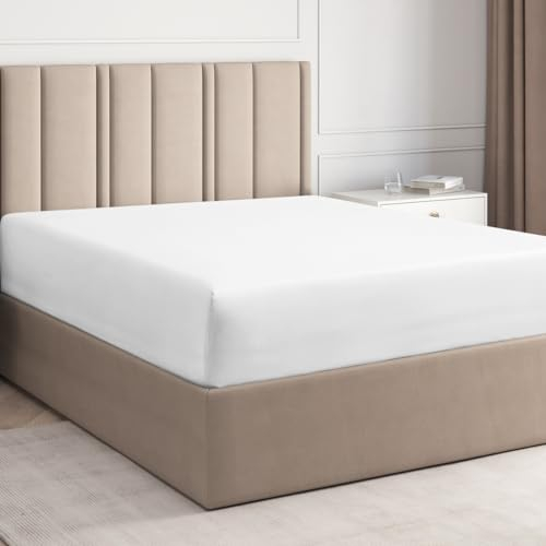 Spannbettlaken 90x200 cm – 30 cm Steghöhe – Aus weicher, gebürsteter Polyester-Mikrofaser – Spannbetttuch passend für Matratzen bis 30 cm Höhe – OEKO-TEX Zertifiziert – Weiß, Einzelpackung