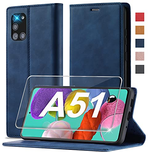 Ailicici für Samsung Galaxy A51 Hülle Leder [Mit Schutzfolie] Handyhülle für Samsung A51 Hülle Klappbar Leder Flip Wallet Stoßfeste Case Schutzhülle Holster Klapphülle für Samsung Galaxy A51 4G Hülle