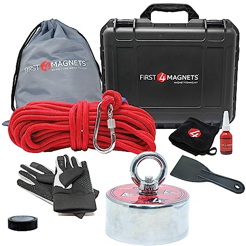 1,800kg Pull - Apex 360° Magnet Fishing Kit with Super High Power 90mm Neodymium Magnet | Gloves, Thread Locker, 20M Rope, Cloth, Bag, Tape and Branded Box | Recovery & Treasure Hunting