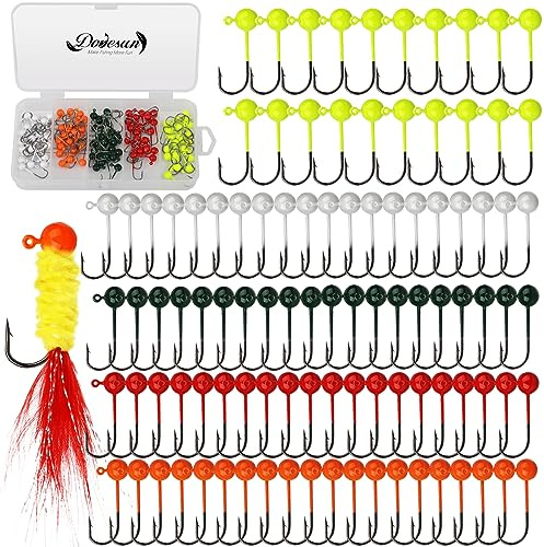 Dovesun 100pcs Fly Fishing Lures Jig Heads for Fly Fishing 0.3g 0.3g 0.5g 0.8g 1.8g Fly Fishing Hooks Fishing Lure Making Kit for Fishing