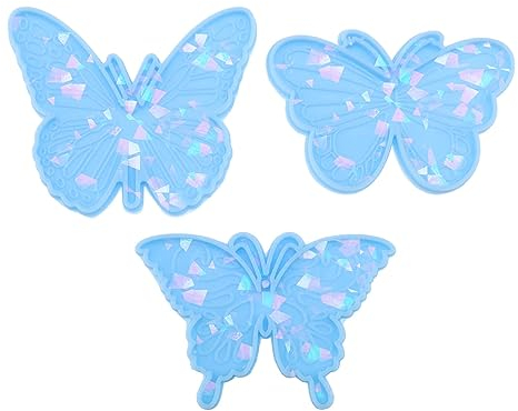 Create idea 3 Stück Holografische Schmetterlingsformen Holografische Harzformen Epoxidharz-Gussform Zubehör für Herstellung von Anhängern Schmuck,Basteln Blau