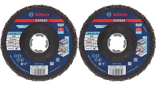 Bosch Professional 1 x EXPERT N475 SCM X-LOCK Fächerschleifscheibe (zum Veredeln von Metalloberflächen, Ø 125 mm, mittel, Zubehör Winkelschleifer) (Packung mit 2)