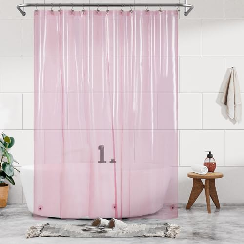 Barossa Design Extra langes Duschvorhang-Innenfutter mit 3 Magneten, 182,9 x 213,4 cm, XL, wasserdicht, PEVA, leicht, Duschvorhang für Badezimmer, PVC-frei, Metallösen, Transparent/Rosa