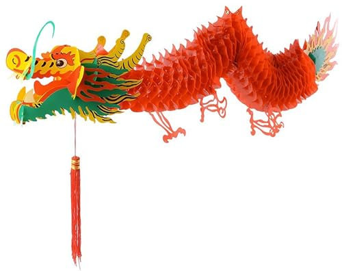 itrimaka Guirlande de Dragon du Nouvel an Chinois - Lanterne du Nouvel an Lunaire 2024 - Guirlande Lunaire 3D créative Rouge Porte-Bonheur avec Dragon Vif du Nouvel an Chinois, Ornements de fête du