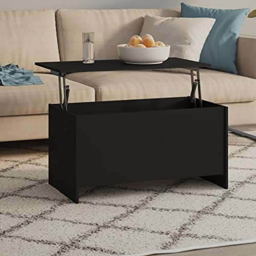 FENLAX Lift Top Couchtisch aus Holzwerkstoff 102x55,5x52,5 cm Schwarz Couchtisch Höhenverstellbar Sofatisch Höhenverstellbar Wohnzimmer Tisch Center Table Coffetable Stubentisch Beistelltisch