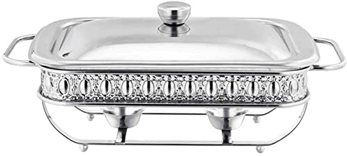 Steel Catering Food Warmers, With Glass Lid Lid Holder, Chafing Dish Buffet Set, Chafing Dishes Stainless, For Parties Buffets Outdoor (Silver 2.0L)