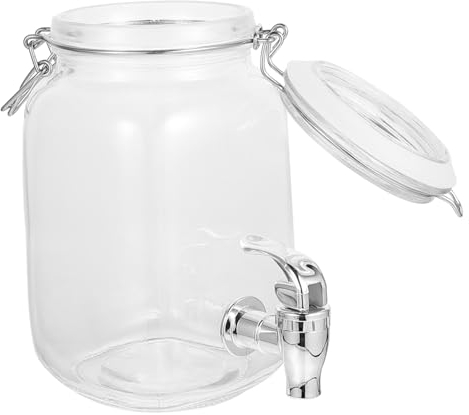 ABOOFAN 1pc Glass Drink Dispenser with Faucet Juice Tank for Home Use Sealed Can Glassware Wine Barrel Storage Convenient Beverage Dispenser with Sealing Ring
