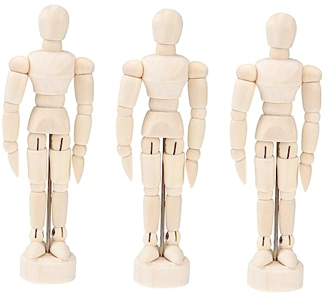 NUOBESTY 3St Gelenkpuppe Modelle holzfiguren holzdeko DIY-Puppen Schaufensterpuppe Modell aus Holz Zeichnungsmodell ganzer Körper Marionette Handmodell schmücken Hölzern 13.5 cm