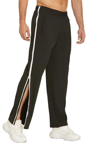 PINSPARK Trainingshose Herren Jogginghose seitlich zu öffnen Lang Laufhose mit Taschen Basketball Hose Freizeithose Schnellfickerhose Schwarz XXL