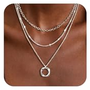 Kabwea Schichtes Silber Halsketten FüR Frauen, 925 Sterling Silber Stapelbare Stapel Choker Halsketten Damen Kette Damen Ketten Halskette Silber Kette Silber 925 Chain