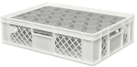 BRB Gläserkiste 600x400 mm für 15, 24, 33 oder 40 Gläser, farbig (Weiß, für 33 Gläser Ø 75 mm, Glashöhe max 122 mm)
