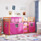 Gecheer Struttura,Letto,a Castello,Soppalco,per Bambini,in Legno di Pino,Marrone Cera,con e Tende,Rosa,80x200 cm,Letto per Bambini,Letto a Soppalco in Legno,per Cameretta,Letto con Tende