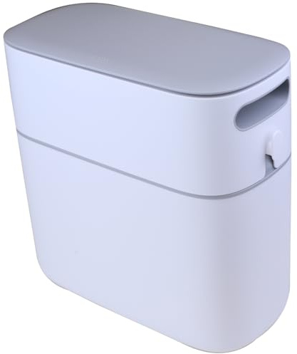 Poubelle en plastique avec couvercle, couvercle ouvert à pression de boucle, sac poubelle d’emballage automatique, cuisine, salle de bain, chambre, bureau, poubelle créative domestique (gris, M12)
