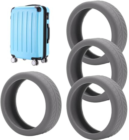 XPEX 4 Pezzi Copricerchi per bagagli, Ruote trolley ricambio Bagaglio Viaggio Copriruota, Ruote Per Bagagli Copertura Silicone, Antiscivolo con Cancellazione del Rumore（grigio）