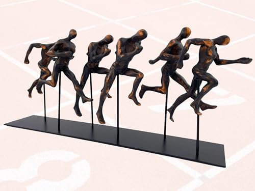 MF Skulptur Laufende Athleten - Bronze Schwarz, Polyresin, Dynamische Sportfiguren