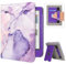 Caweet Custodia per Tolino Shine Color/Shine 5(2024)/Shine 4(2022) e Kobo Clara Colour/BW/2E, Copertina con Appoggio Ripiegabile, Slot per Carte, Fascia per Mano e Auto Sleep/Wake, Lilla Marmo