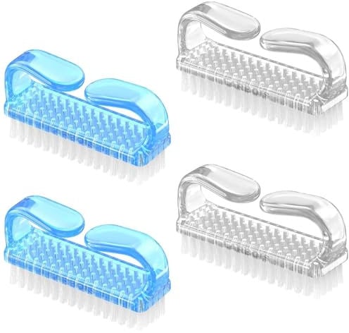 4 Pcs Nail Cleaning Brush, Plastic Handle Scrubbing Brush Eco Friendly Fingernail Brush with Soft Bristles Nail Manicure Dust Brush for Hand Toes Nail Home Garden Salon use