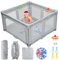 FUNYKICH Laufstall Baby Faltbar 127x127x70cm, Laufgitter Baby mit Matratze, 50*Bällen, 4*Zugringen, 1*Basketballkorb, 1*Tragetasche, Reißfest 210D Oxford tragbarer Kinder Laufstall für Innen und Außen