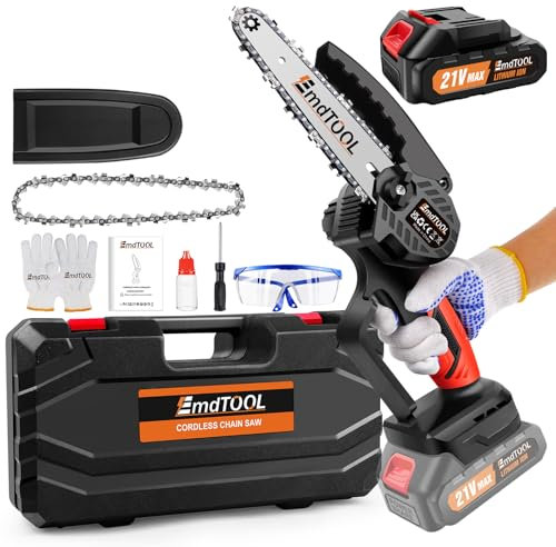 Mini Chainsaw 6-Inch, Cordless Electric Chainsaw Brushless with 1.5Ah Battery, Handheld Chain saws for Tree Branch Wood Cutting, Courtyard and Garden, Red