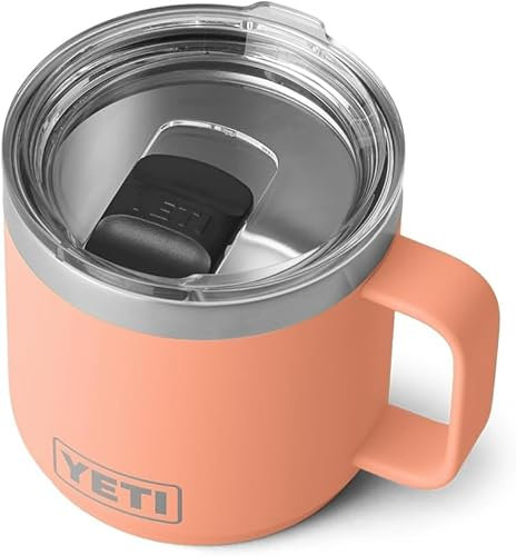 YETI Rambler Mug, Vacuum Insulated Stainless Steel Stackable Mug with Magslider Lid, Lowcountry Peach, 14 oz (414 ml)
